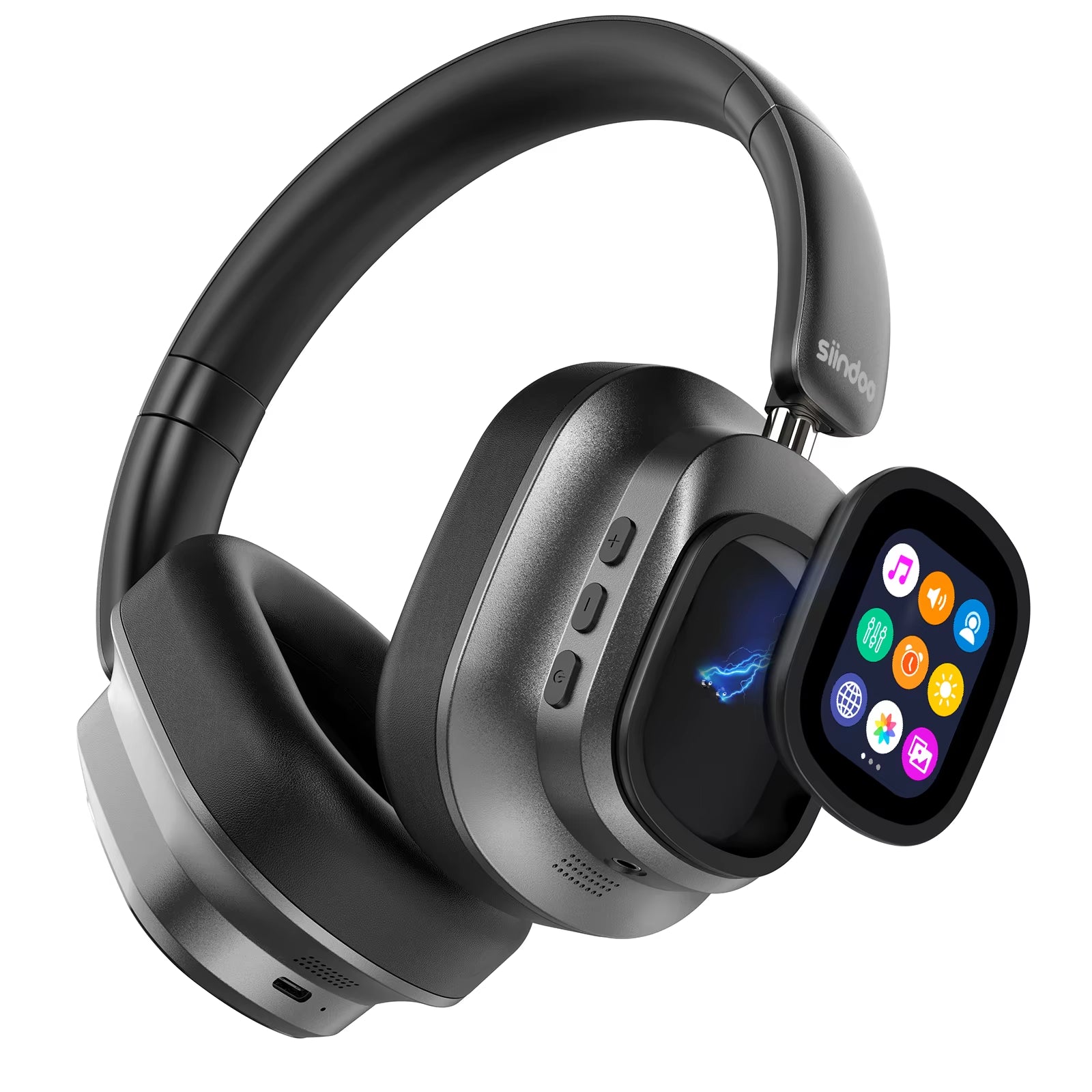 Jh-Anc930Plus Hybrid Wireless Headphone, Active Noise Cancelling Headphones with Multi Magnetic Touch Control LED Screen