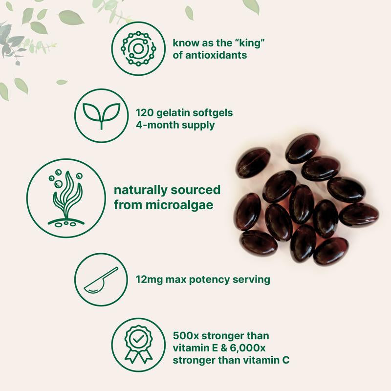 Unlock Your Vitality with Micro Ingredients Astaxanthin 12Mg - 120 Softgels for Natural Tanning and Enhanced Wellbeing!