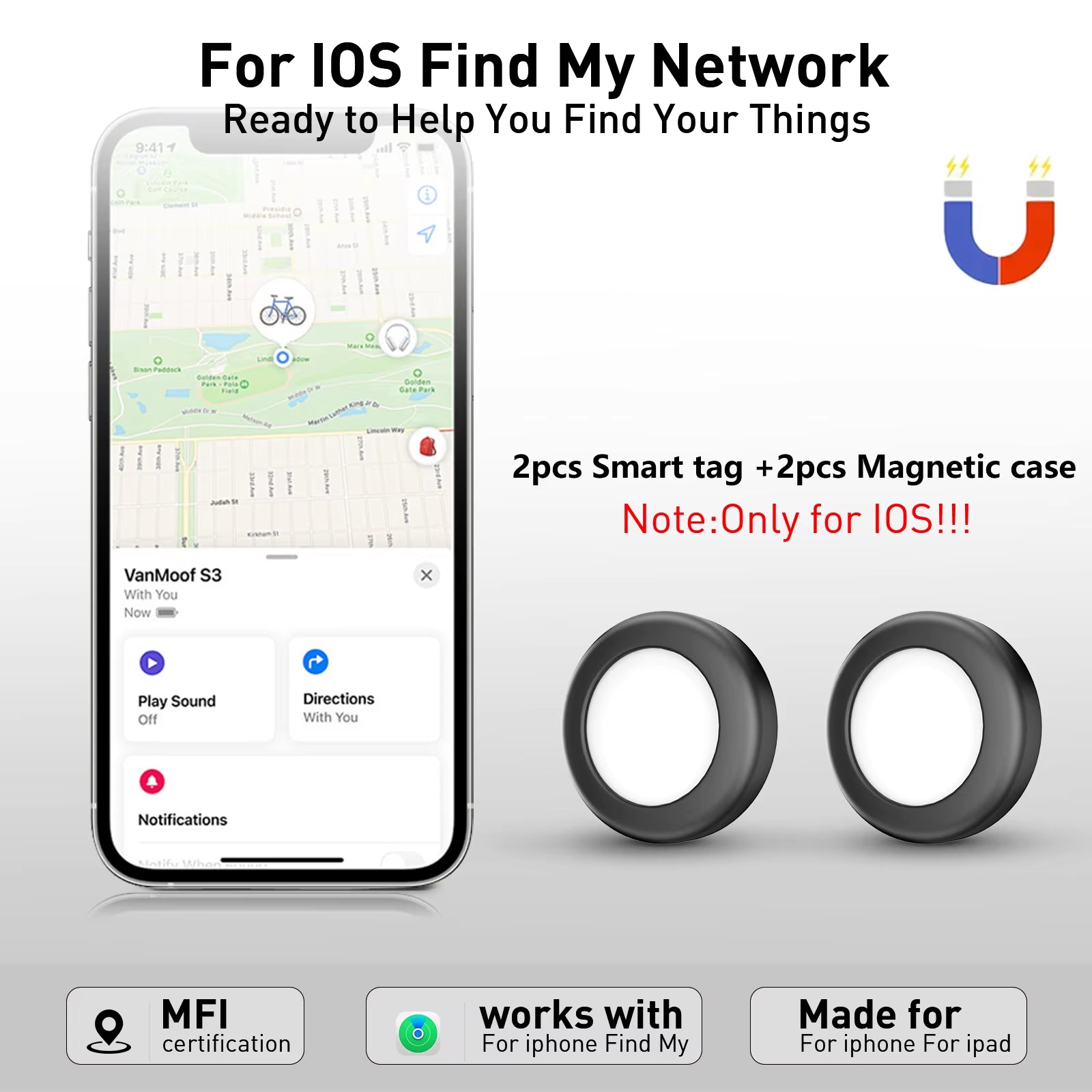 Stay Connected with the Apple Find My GPS Smart Tag - Your Magnetic Anti-Loss Tracker for Cars and More - Choose from 1, 2, or 4 Packs!