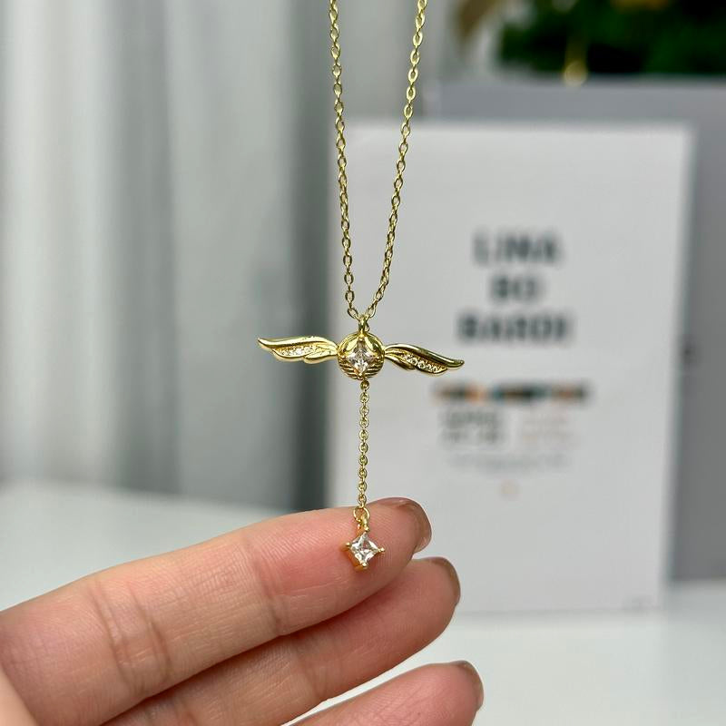 Enchanting Golden Snitch Winged Ball Necklace with Movable Wings - A Magical Gift for Her This Valentine's Day!