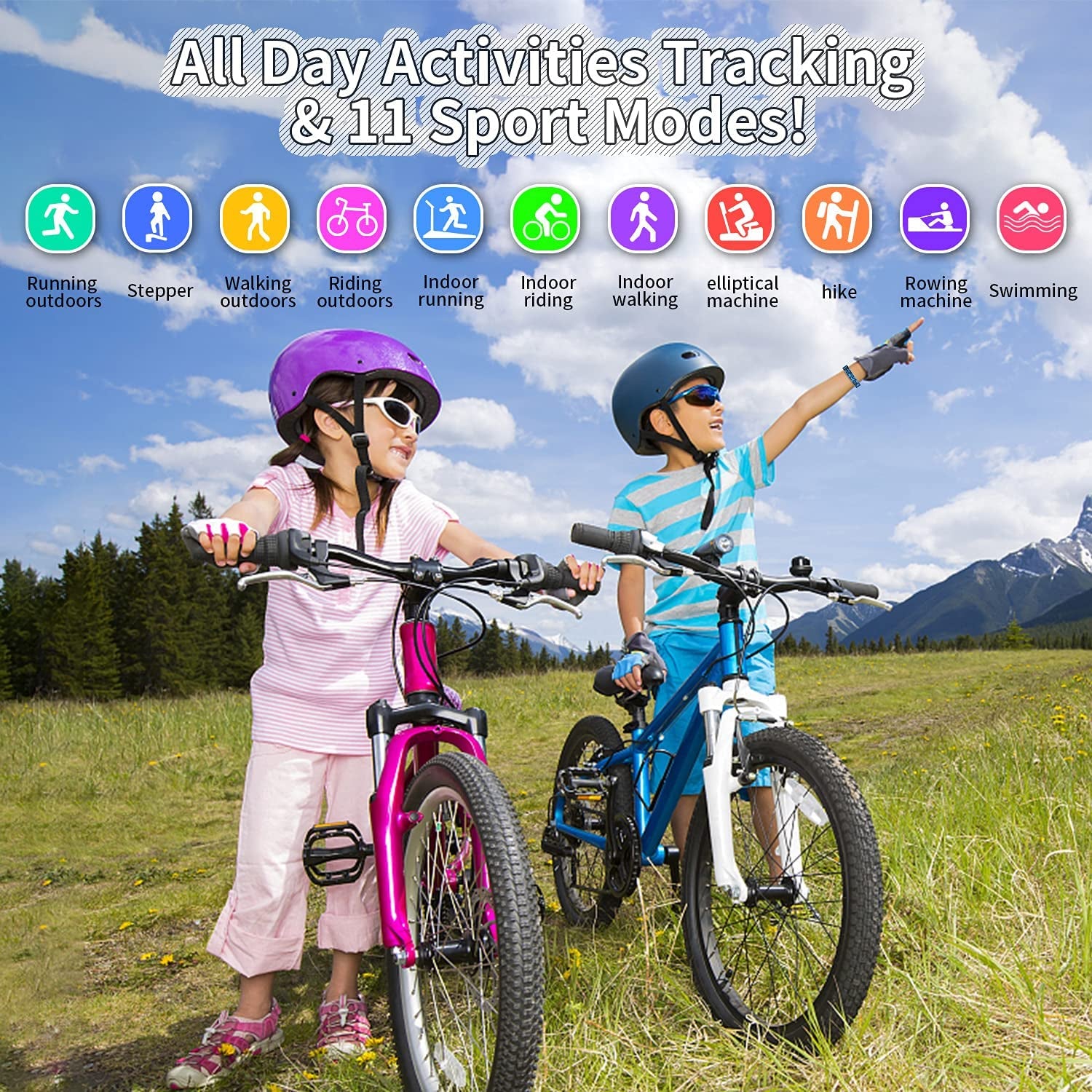 Kids Fitness Tracker Watch - Waterproof, 11 Sport Modes, Pedometer & Stopwatch for Active Ages 6-16!