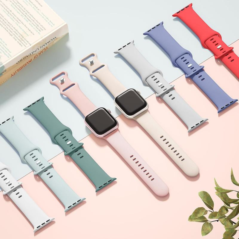 Versatile Sport Silicone Bands for Apple Watch - Waterproof, Soft, and Stylish Replacement Straps for All Models